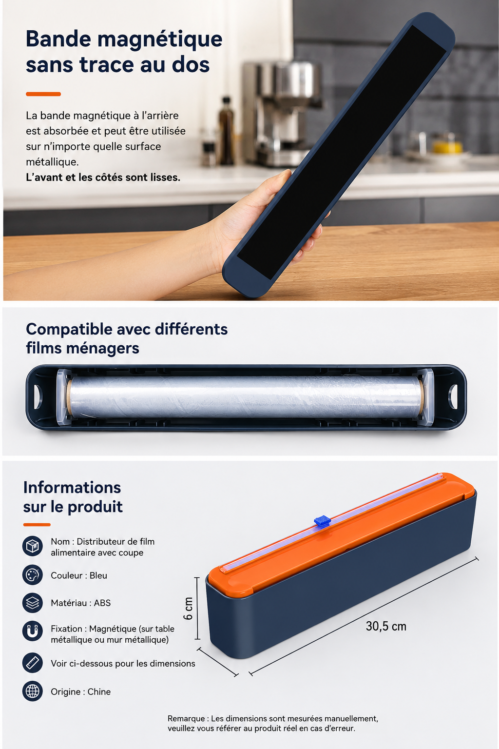 📦 Distributeur Magnétique de Film Alimentaire avec Coupe Intégrée