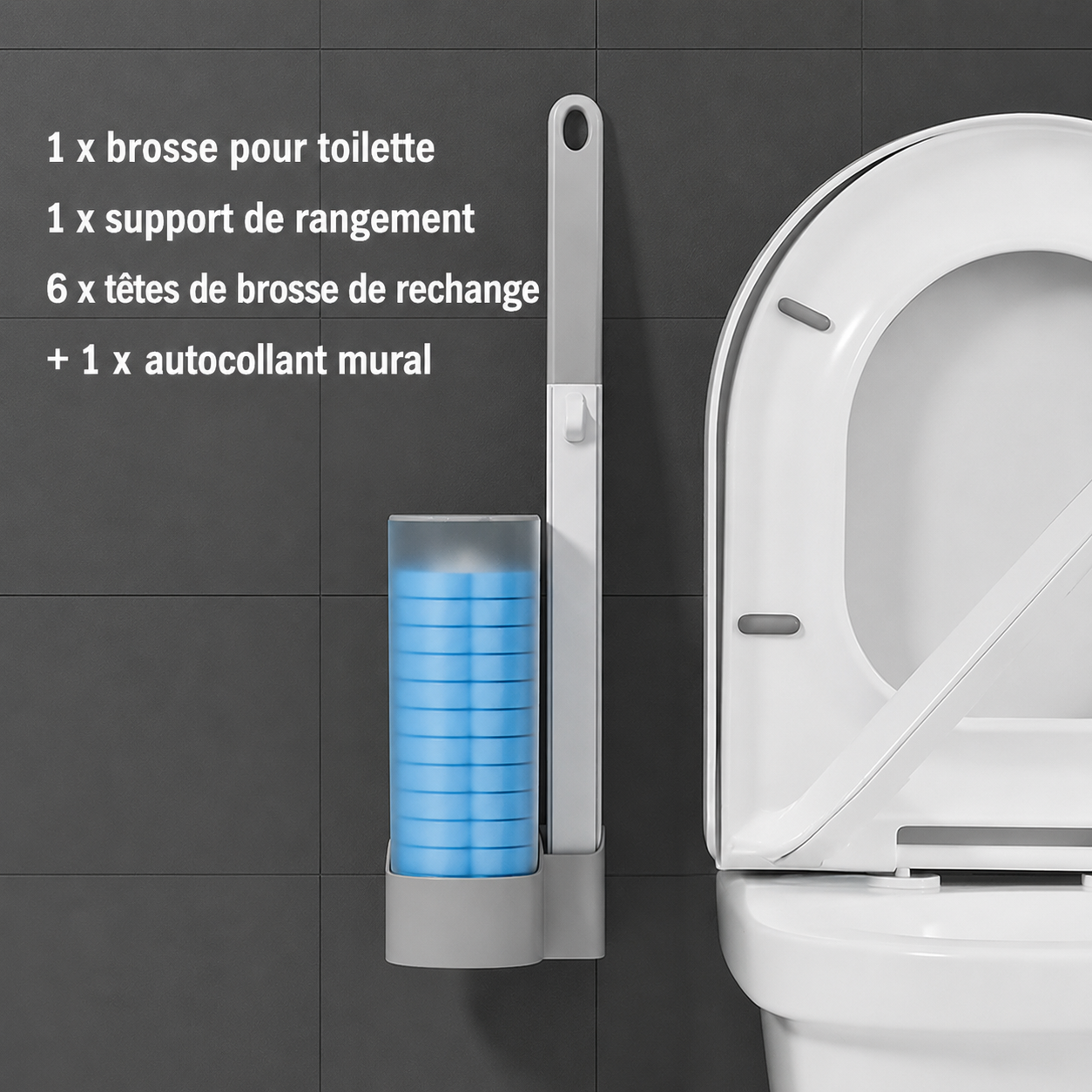 Disposable Toilet Brush Set with Replacement Heads